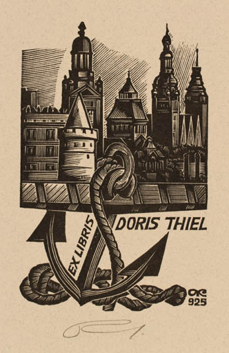 Exlibris by Anatolij Kalaschnikow from Russia for Doris Thiel - Architecture Maritime 