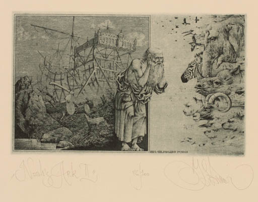 Exlibris by Konstantin Kalynovych from Ukraine for Hildegard Pungs - Fauna Religion Ship/Boat 