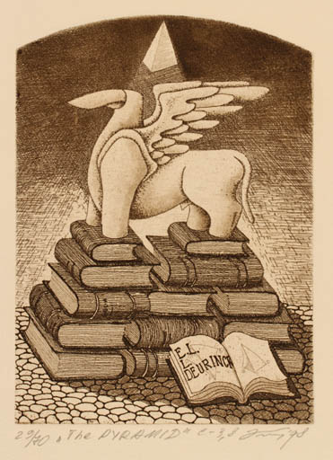 Exlibris by Andrij Kens from Ukraine for Lodevijk Deurinck - Book Pegasus 