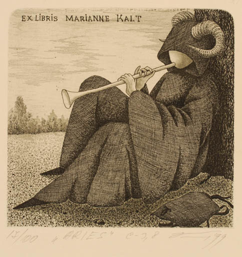 Exlibris by Andrij Kens from Ukraine for Marianne Kalt - Music Pan/Faun 