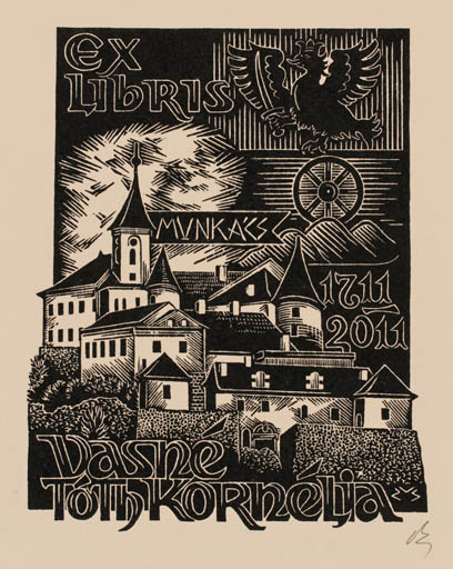 Exlibris by Zsolt Vecserka from Hungary for Kornèlia Vasnè Tòth - Architecture Castle/Palace 