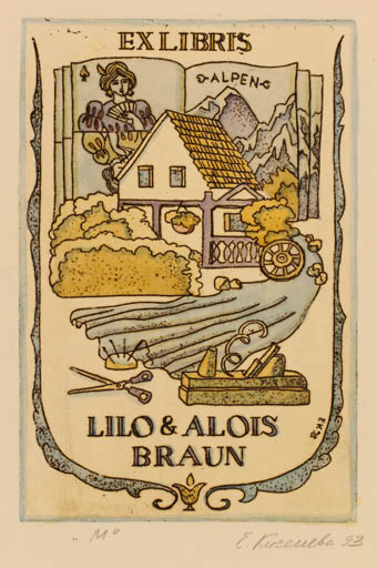 Exlibris by Jelena Kisseljowa from Russia for Lilo & Alois Braun - Working Architecture 