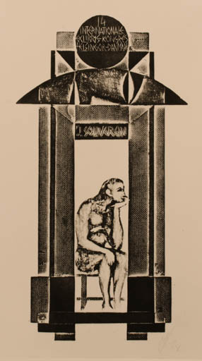 Exlibris by Antanas Kmieliauskas from Lithuania for ? ? - Exlibris Congress Man 