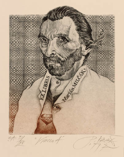 Exlibris by Peter Kocak from Slovak Republic for Marian Milcak - Historical Person Man Portrait 