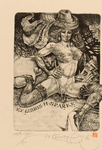 Exlibris by Peter Kocak from Slovak Republic for Heidi & Horst Sparke - Erotica Woman 