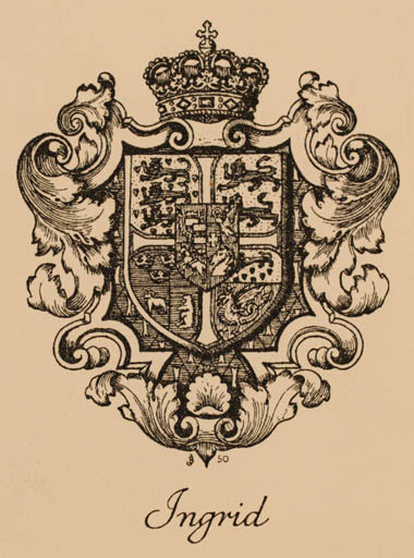 Exlibris by Danmark Dronning Ingrid from Great Britain for J. Badely - Heraldry Regent/royalty 
