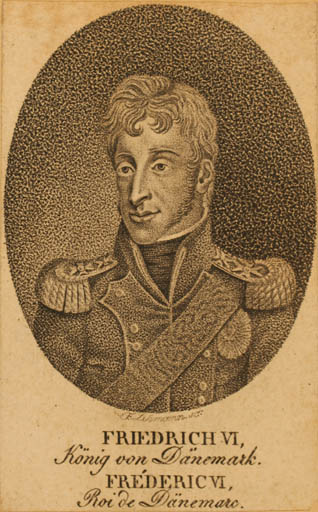 Exlibris by F. Lehrmann from Denmark for Danmark Frederik  VI - Portrait Regent/royalty 