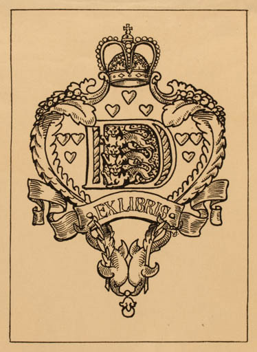 Exlibris by Viggo Jastrau from Denmark for Dagmar  ,Danmark Castenskjold - Heraldry Regent/royalty 