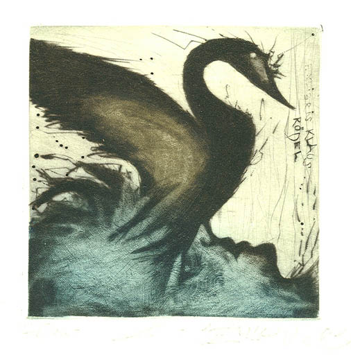 Exlibris by Leo Bednarik from Slovak Republic for Klaus Rödel - Leda and the Swan Mythology 