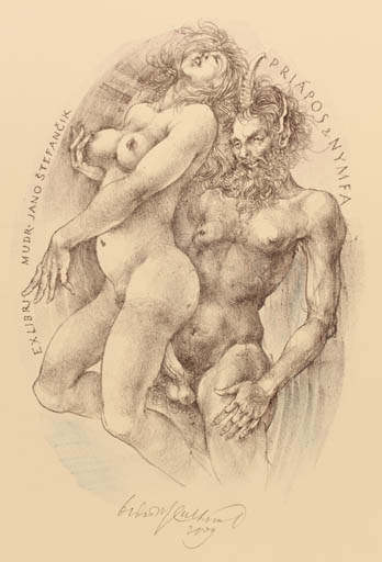 Exlibris by Oldrich Kulhánek from Czech Republic for Jan Stefancik - Erotica Mythology 