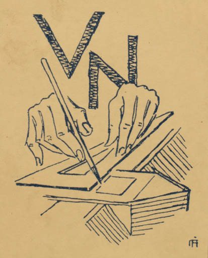 Exlibris by F. Aster from Denmark for ? V.N. - Working Hand(s) 