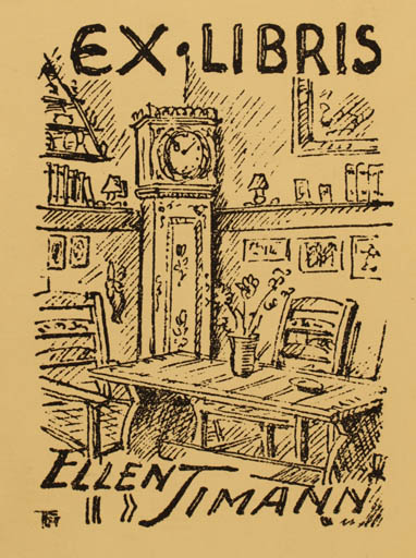 Exlibris by F. Aster from Denmark for Ellen Timann - Interior 