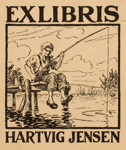 Exlibris by F. Aster from Denmark for Hartvig Jensen - Sport/game 