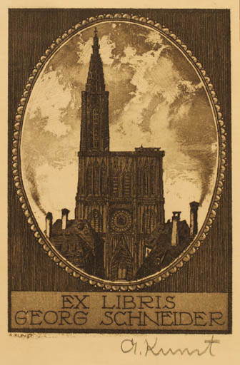 Exlibris by Adolf Kunst from Germany for Georg Schneider - Church 