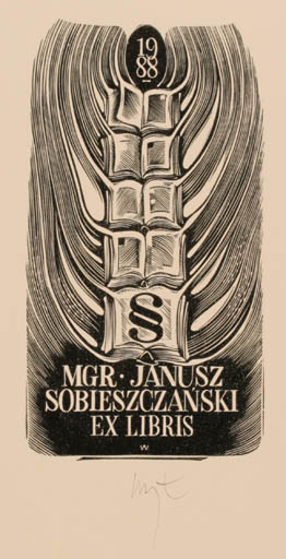 Exlibris by Wojciech Luczak from Poland for Mgr. Janusz Sobieszczanski - Book 