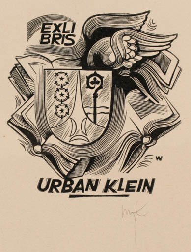 Exlibris by Wojciech Luczak from Poland for Urban Klein - Book Heraldry 