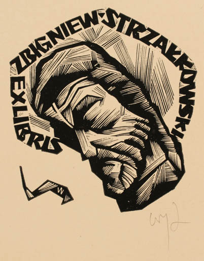 Exlibris by Wojciech Luczak from Poland for Zbigniew Strzakkowski - Man Portrait 