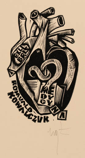 Exlibris by Wojciech Luczak from Poland for Romvald Kowalczvk - Medicine 