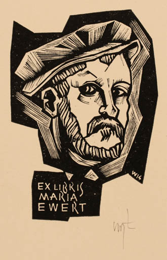 Exlibris by Wojciech Luczak from Poland for Maria Ewert - Man Portrait 