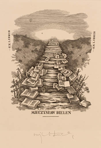 Exlibris by Wojciech Luczak from Poland for Mieczyslaw Bielen - Book Scenery/Landscape 