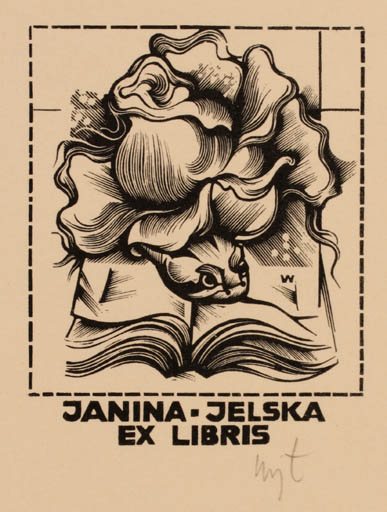 Exlibris by Wojciech Luczak from Poland for Janina Jelska - Flower Book 