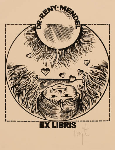 Exlibris by Wojciech Luczak from Poland for Dr. Reny Mendel - Child Sun 