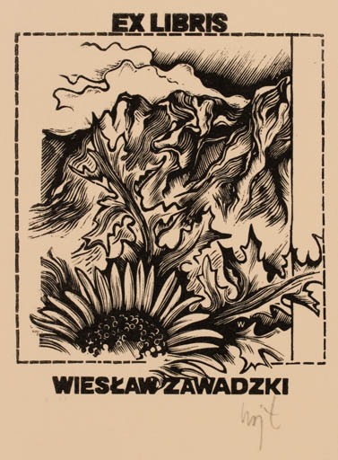 Exlibris by Wojciech Luczak from Poland for Wieslaw Zawadzki - Flower Scenery/Landscape 