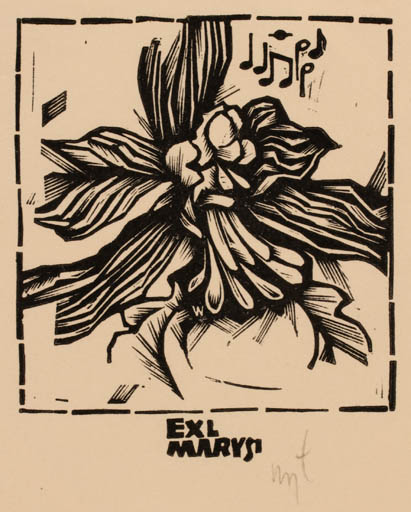 Exlibris by Wojciech Luczak from Poland for ? Marysi - Flower Music 