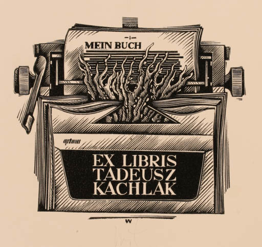 Exlibris by Wojciech Luczak from Poland for Tadeusz Kachlak - Book Literature 