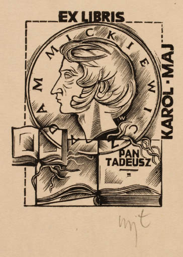 Exlibris by Wojciech Luczak from Poland for Karol Maj - Book Man Portrait 