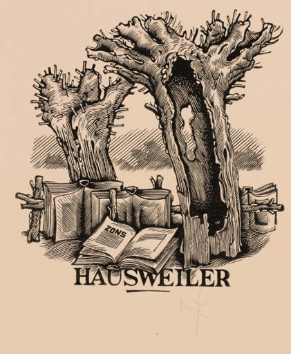 Exlibris by Wojciech Luczak from Poland for Dr. Arnold Hausweiler - Book Tree 