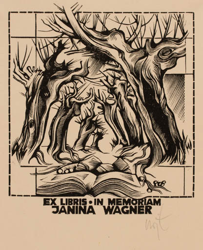 Exlibris by Wojciech Luczak from Poland for Janina Wagner - Book Tree 