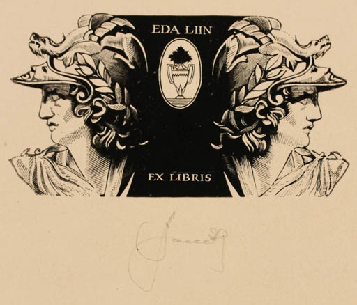 Exlibris by Lembit Löhmus from Estonia for Eda Liin - Portrait 