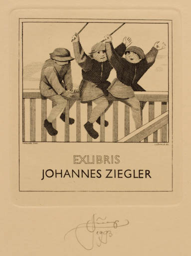 Exlibris by Lembit Löhmus from Estonia for Johannes Ziegler - Child 