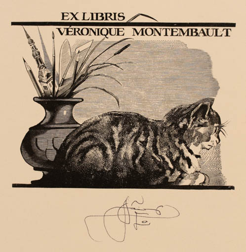 Exlibris by Lembit Löhmus from Estonia for Veronique Motembault - Cat 