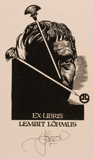 Exlibris by Lembit Löhmus from Estonia for Lembit Löhmus - Man Portrait 