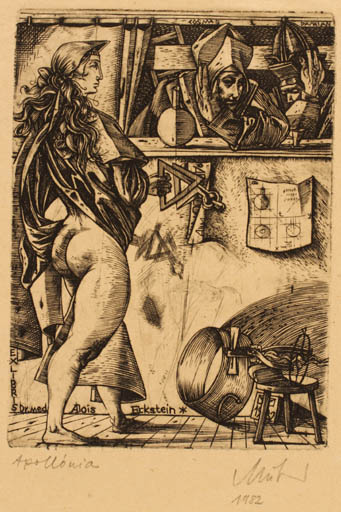 Exlibris by Arpad Müller from Hungary for Dr.Alois Eckstein - Interior 