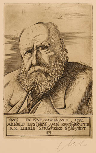 Exlibris by Arpad Müller from Hungary for Siegfried Schmidt - Man Portrait 