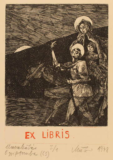 Exlibris by Arpad Müller from Hungary for ? ? - Religion 