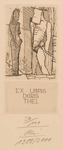 Exlibris by Detlef Olschewski from Germany for Doris Thiel - Couple 