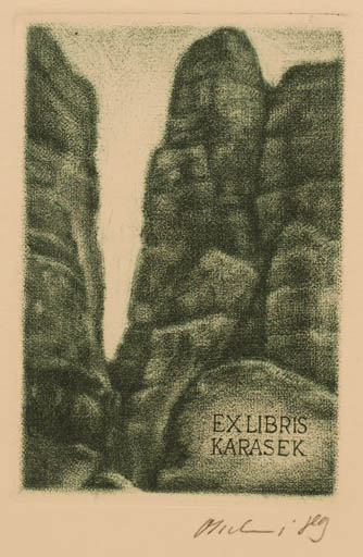 Exlibris by Detlef Olschewski from Germany for ? Karesek - Mountain 