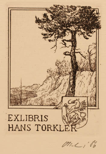 Exlibris by Detlef Olschewski from Germany for Hans Torkler - Scenery/Landscape Tree 