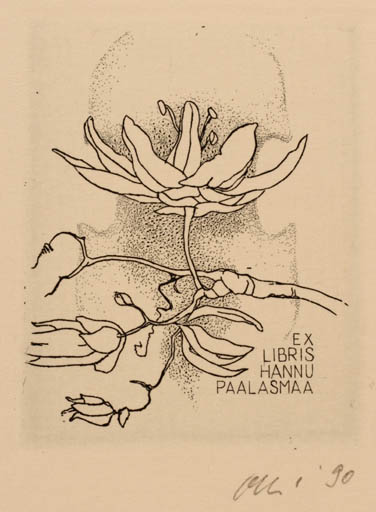 Exlibris by Detlef Olschewski from Germany for Hannu Paalasmaa - Flower 