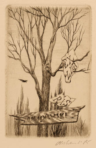 Exlibris by Detlef Olschewski from Germany for Detlef Olschewski - Bird Tree 