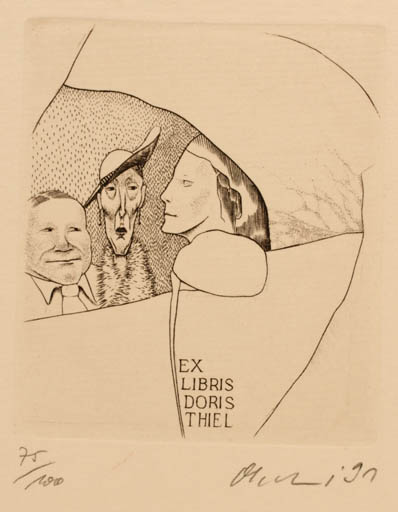 Exlibris by Detlef Olschewski from Germany for Doris Thiel - Group Portrait 