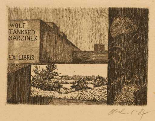 Exlibris by Detlef Olschewski from Germany for Wolf Tankred Marzinek - Architecture Scenery/Landscape 