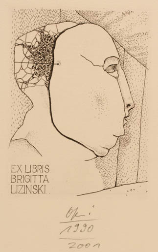 Exlibris by Detlef Olschewski from Germany for Brigitta Lizinski - Portrait 