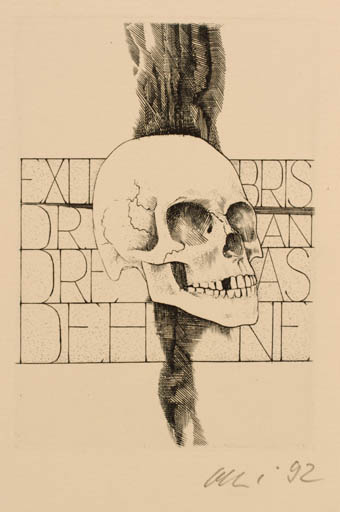 Exlibris by Detlef Olschewski from Germany for Dr. Andreas Dehne - Death 