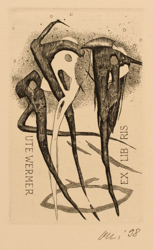 Exlibris by Detlef Olschewski from Germany for Ute Wermer - Abstract 