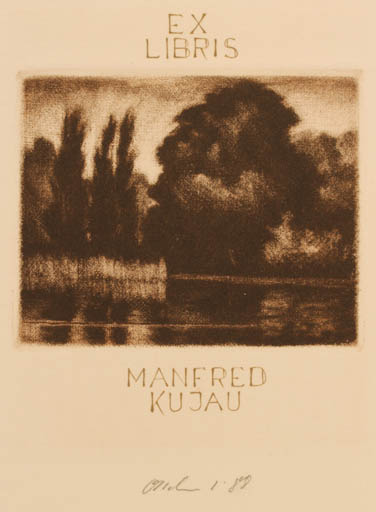 Exlibris by Detlef Olschewski from Germany for Manfred Kujau - Scenery/Landscape Maritime 